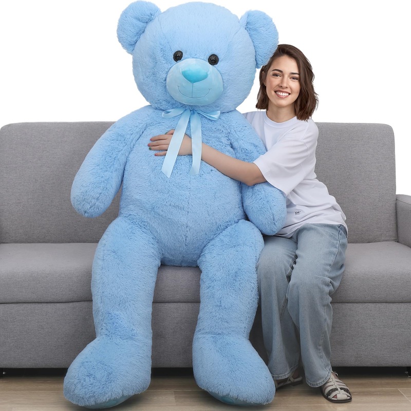 Tezituor Giant 5 Feet Teddy Bear Stuffed Animal, Soft And Huggable Valentines Day Teddy Bear Plush For Girlfriend And Boyfriend, Classic Large Blue Teddy Bear Gift For Kids