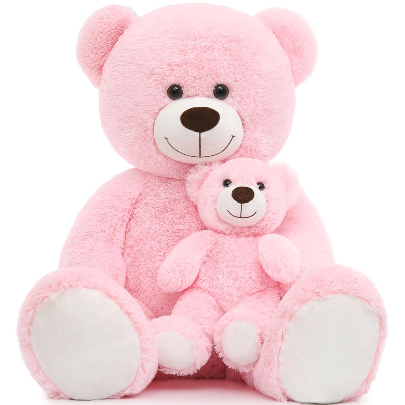 Tezituor Giant Stuffed Animal 39In, Large Teddy With Baby, Big Stuffed Bear For Kids, Girlfriend On Valentine, Christmas, Baby Shower, Pink