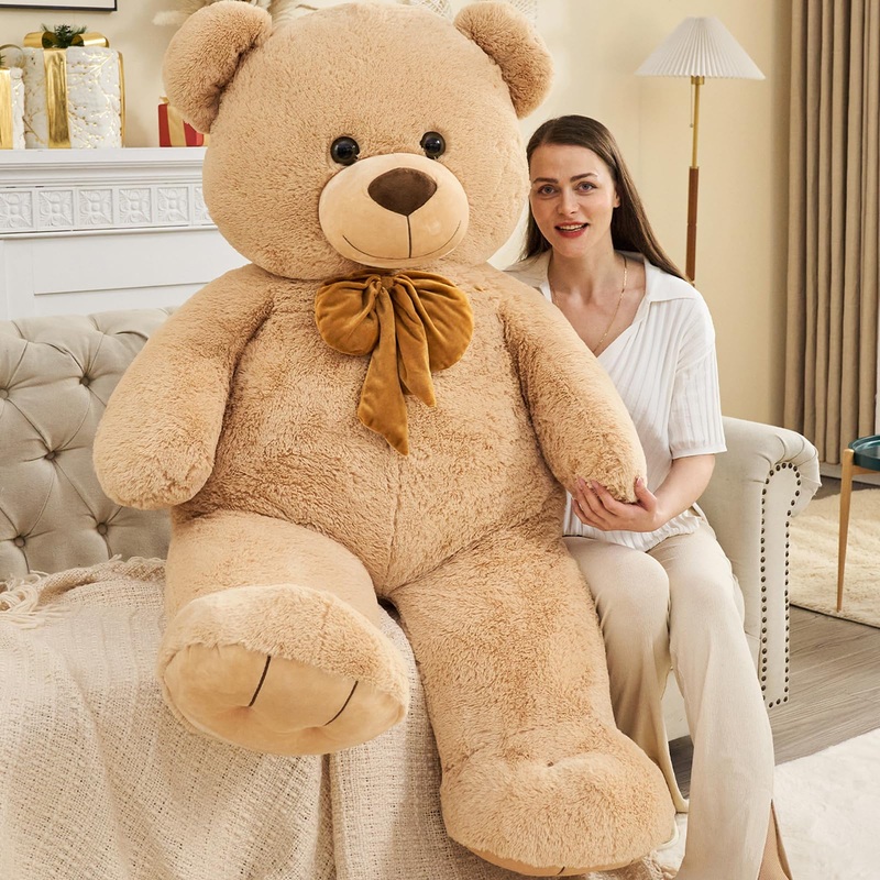 Tezituor Giant Teddy Bear 5 Feet, Soft 59' Big Bear Stuffed Animal Life Size Plush Bear Toy Valentine'S Christmas Birthday Gift For Girlfriend Kids,Brown