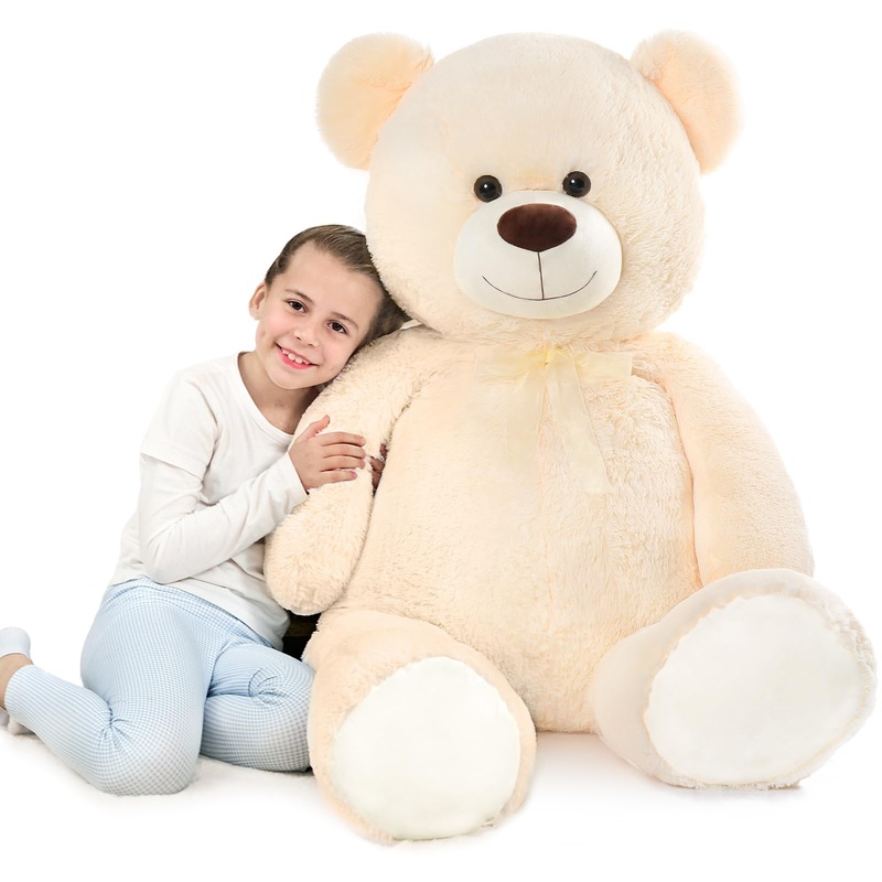 Tezituor Giant Teddy Bear Stuffed Animal 51In, Big Stuffed Bear Plush For Baby Shower, Cuddly Soft Large Teddy Bear For Kids, Girlfriend On Birthday, Valentine, Christmas(Beige)