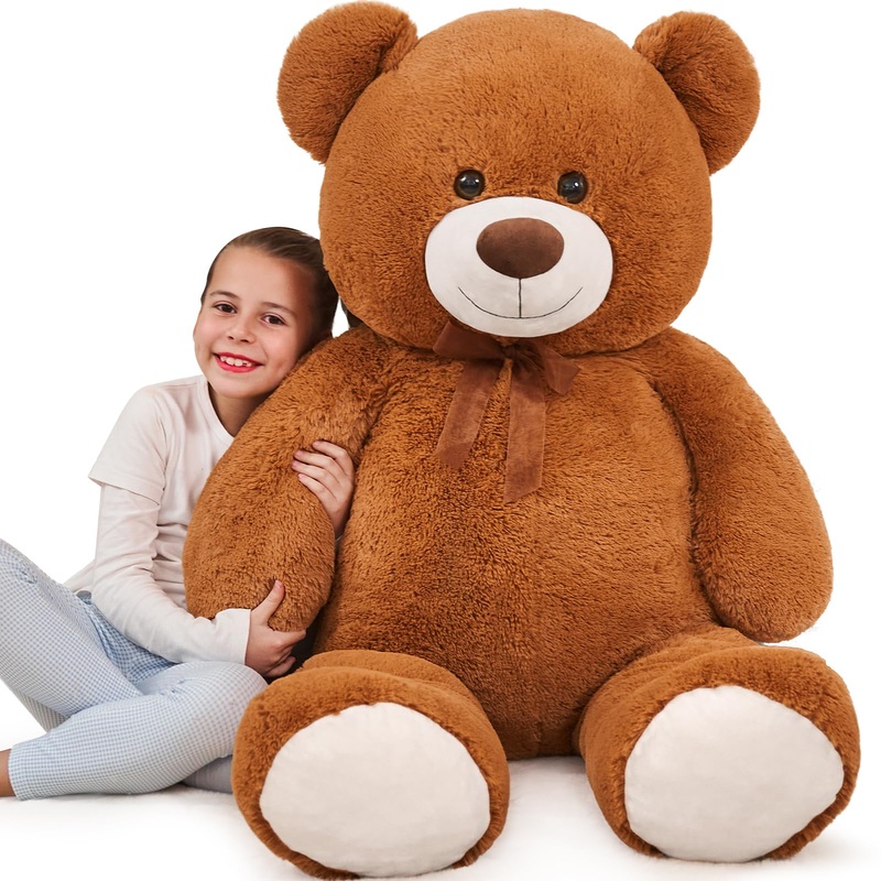 Tezituor Giant Teddy Bear Stuffed Animal 51In, Big Stuffed Bear Plush For Baby Shower, Soft Life Size Teddy Bear Gift For Kids, Girlfriend On Birthday, Valentine, Christmas(Brown)