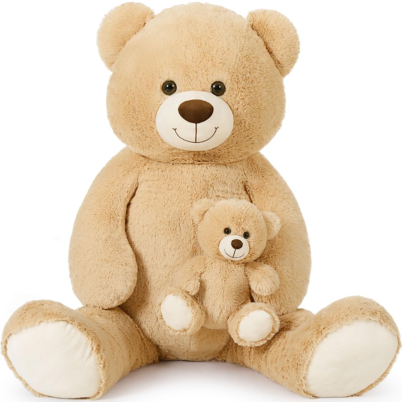 Tezituor Giant Teddy Bear Stuffed Animal 51In, Large Teddy Bear Mommy With Baby, Big Teddy Bear Stuffed Bear For Kids, Girlfriend On Mother'S Day, Valentine, Christmas, Baby Shower, Birthday, Pink