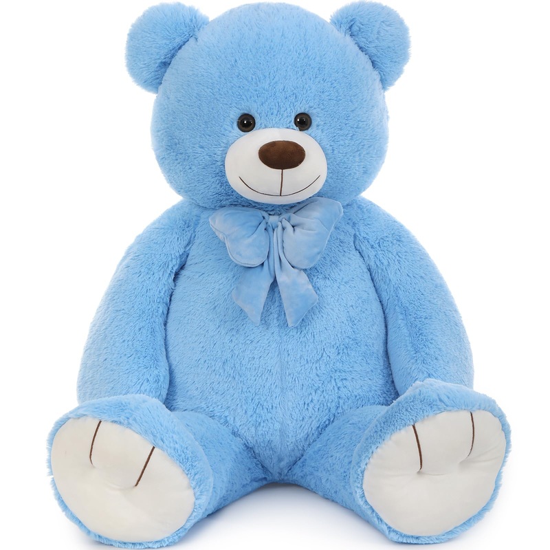 Tezituor Giant Teddy Bear Valentines Day, 4 Feet Soft Big Stuffed Animal Life Size 47 Inch Plush Bear Toy Valentine'S Christmas Birthday Gift For Girlfriend Kids,Blue