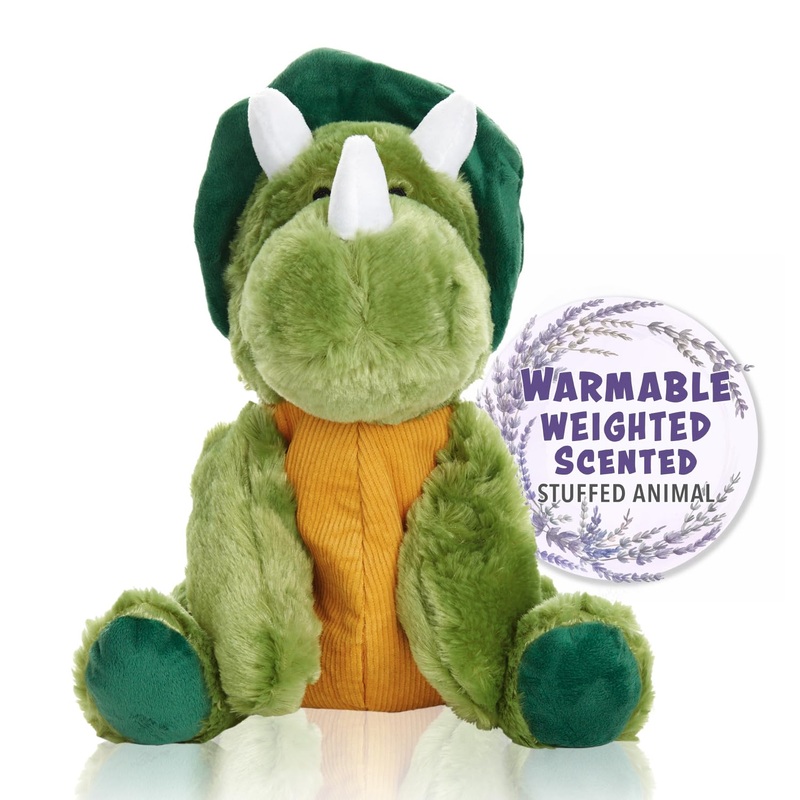 Warm Pals - Dino Dinosaur - 1.5Lbs - Cozy Microwavable Lavender Scented Plush Toys - Heated Stuffed Animal - Heatable Coolable Bedtime Comfort Plushie