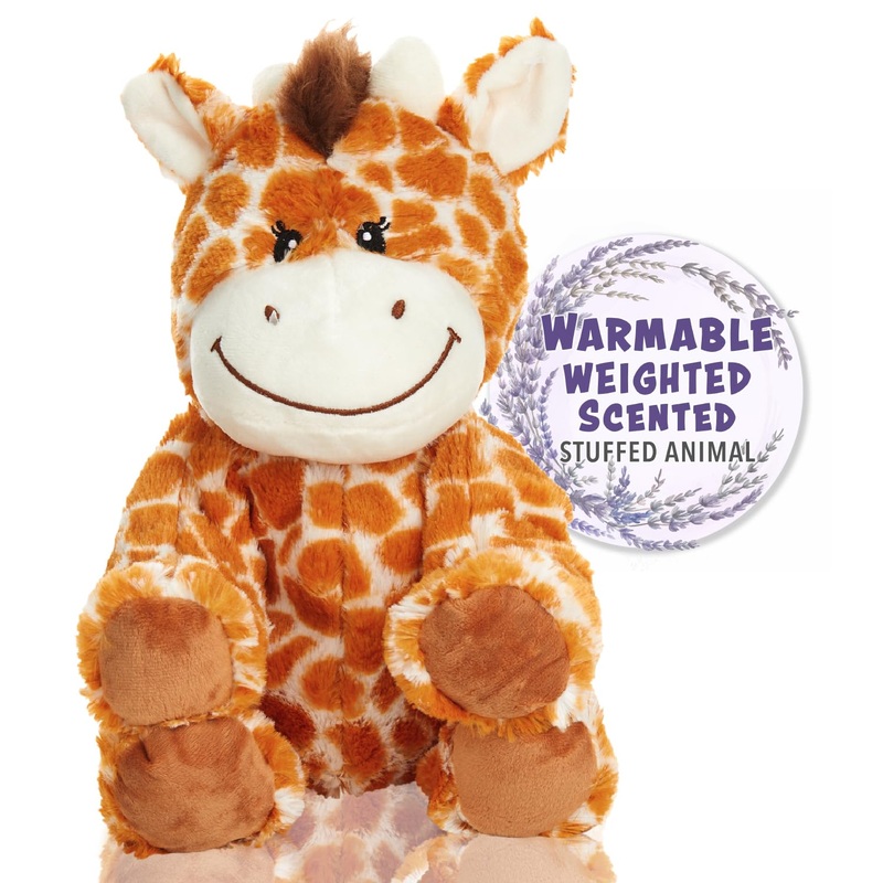 Warm Pals - Flirty Giraffe - 1.5Lbs - Cozy Microwavable Lavender Scented Plush Toys - Heated Stuffed Animal - Heatable Coolable Bedtime Comfort Plushie