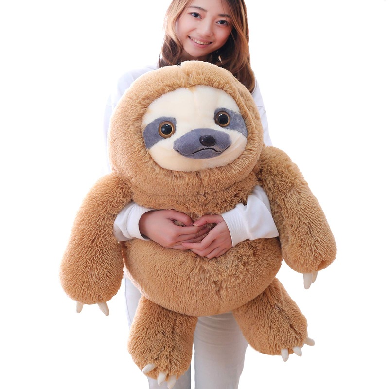 Winsterch Giant Stuffed Animal, Big Sloth Stuffed Animals Plush Sloth Toy Large Stuffed Sloth Animal Gift For Kids,Boy,Girls, (Brown,27.5 In)