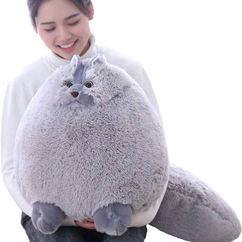 Winsterch Kids Large Cat Stuffed Animal Toys Gift Big Plush Cat Animal Baby Doll, Fat Gray Plush Cat Toy For Boys (Gray, 20 Inches)