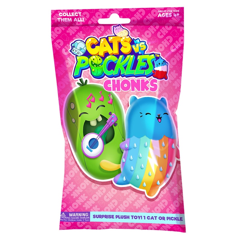 Cats Vs Pickles Chonk Fuchsia Wave A Mystery Bags 1Pk | 6' Cvp Bean Filled Plushies | Blind Bags For Girls And Boys | Surprise Collectibles | Toys For Kids And Adults | Sensory Friendly | 1 Pack