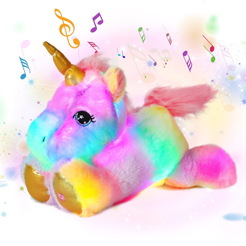 Cuteoy Musical Plush Unicorn Stuffed Animal Glowing Led Light-Up Nightlight Toys Singing Lullabies Birthday Christmas Plushies Gifts For Kids Boys Girls,13'