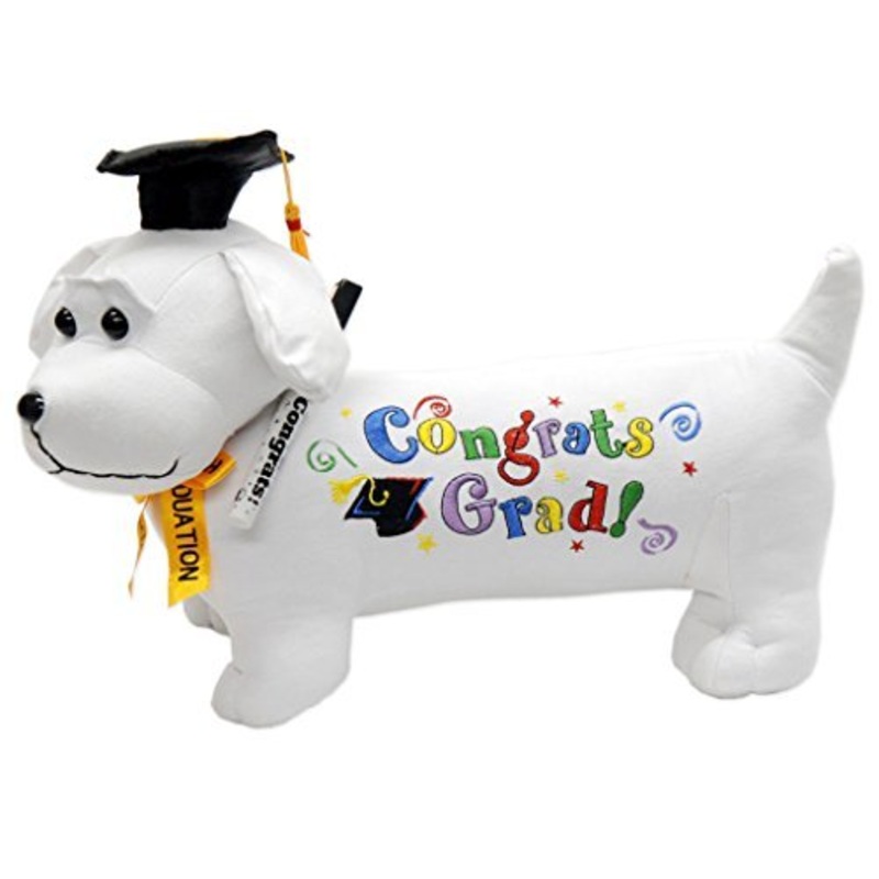 ?? Graduation Autograph Stuffed Dog W/Pen, Congrats Grad! Black 12'