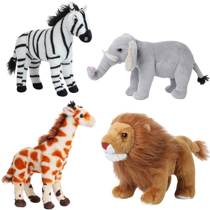 Safari Animals Stuffed Animals Plush  Jungle Animals Toys Set Of 4 Wild Animals  Lion, Elephant, Zebra And Giraffe Stuffed Animal  Soft, Squeezable And Lifelike Toys For Kids