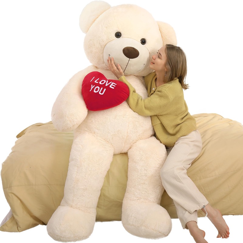Tezituor Giant Teddy Bear Stuffed Animals 5 Feet - I Love YouRed Heart Human Size Teddy Bear For Girlfriend,Boyfriend,Wife,Lover-Birthday, Anniversary, Valentines, Or Long Distance