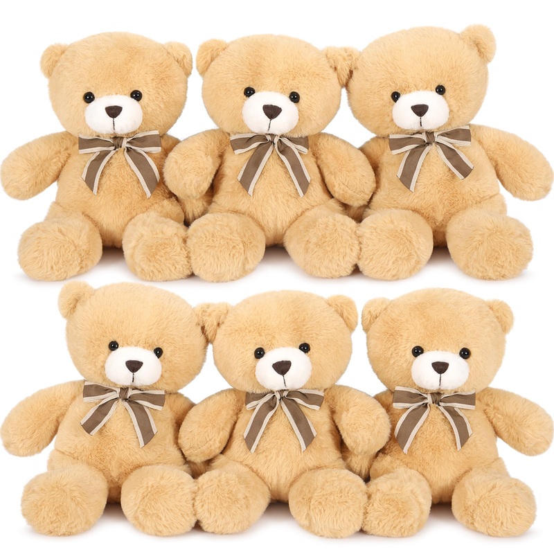 Tezituor Teddy Bears Bulk 6 Packs For Baby Shower - Small Teddy Bear Stuffed Animal Bulk 12' - Stuffed Bear Plush Toy For Wedding Birthday Christmas Party Decorations