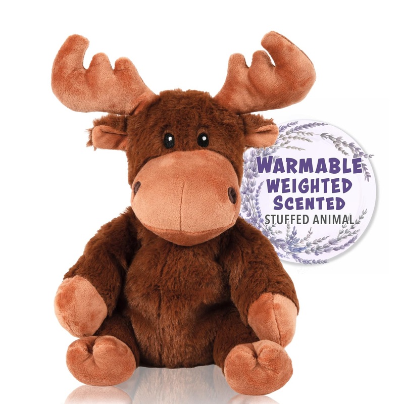 Warm Pals - Mack Moose - 1.5Lbs - Cozy Microwavable Lavender Scented Plush Toys - Heated Stuffed Animal - Heatable Coolable Bedtime Comfort Plushie