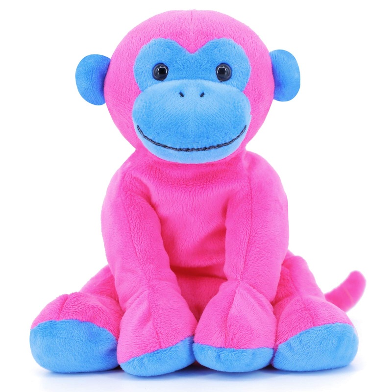 Weigedu Unique Ape Monkey Stuffed Animals Plush Toys, Soft Cute Monkey Orangutan Toy For Toddlers Child Kids Babies Birthday Gift, 7.9' Pink