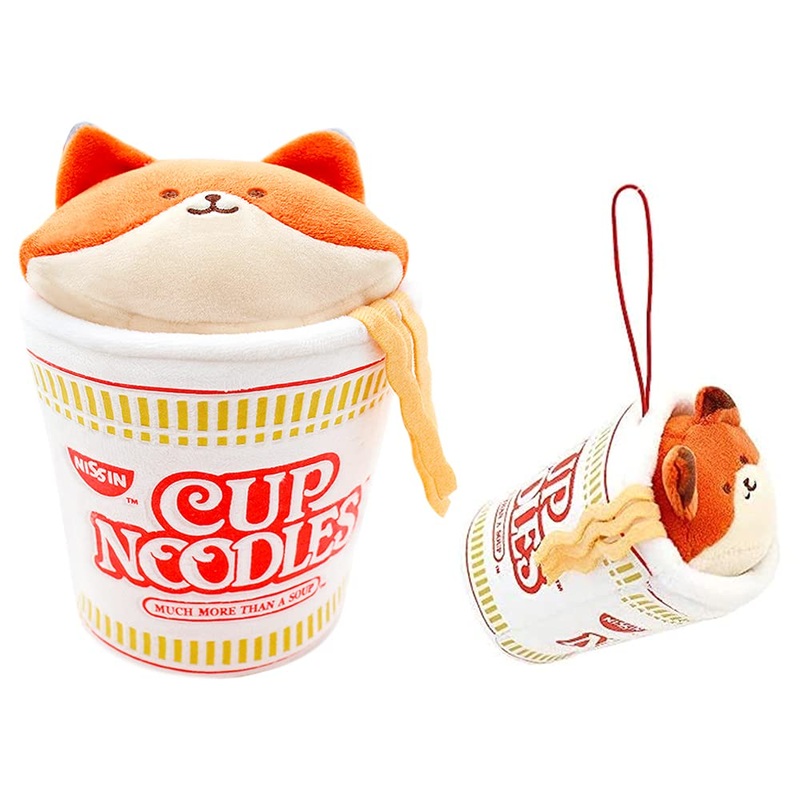 Anirollz 3' & 6' Gift Set Stuffed Animal Plush Nissin Cup Noodle 2 Pc |Soft Squishy Cute Safe| Puppy Kitty Bunny Fox Panda - Birthday - Foxiroll Set