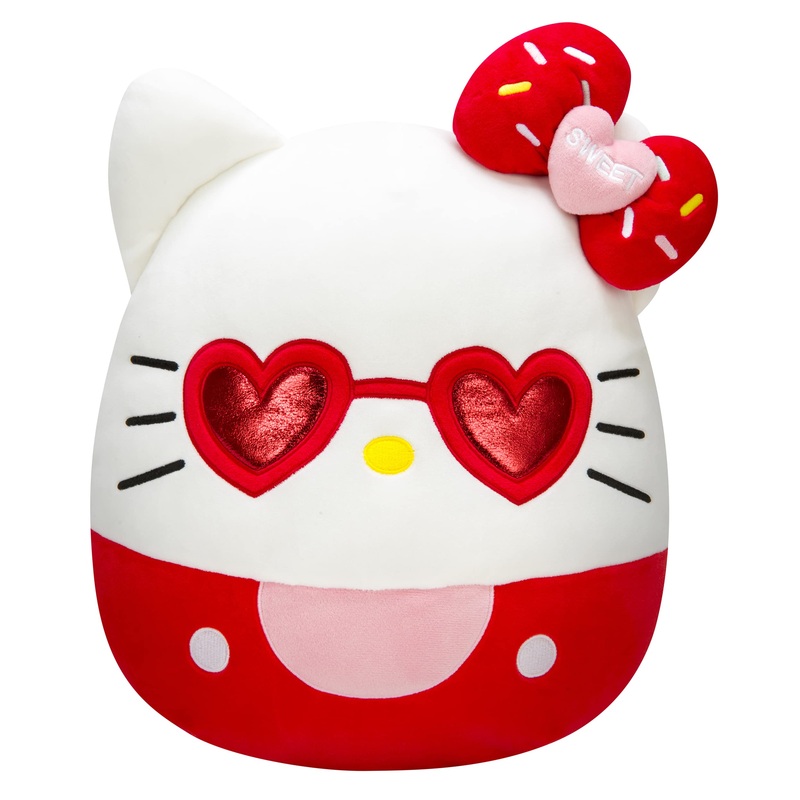 Squishmallows Hello Kitty With Red Glasses 14-Inch Plush - Sanrio Ultrasoft Stuffed Animal Large Plush Toy, Official Kellytoy Plush