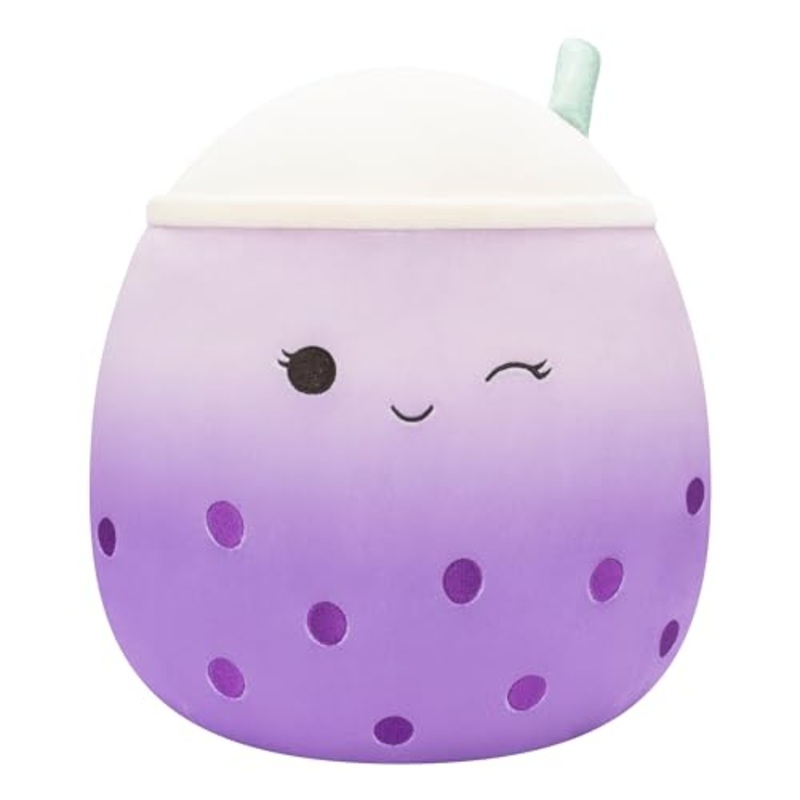 Squishmallows Original 12-Inch Poplina Purple Boba Tea With Blue Straw - Official Jazwares Plush