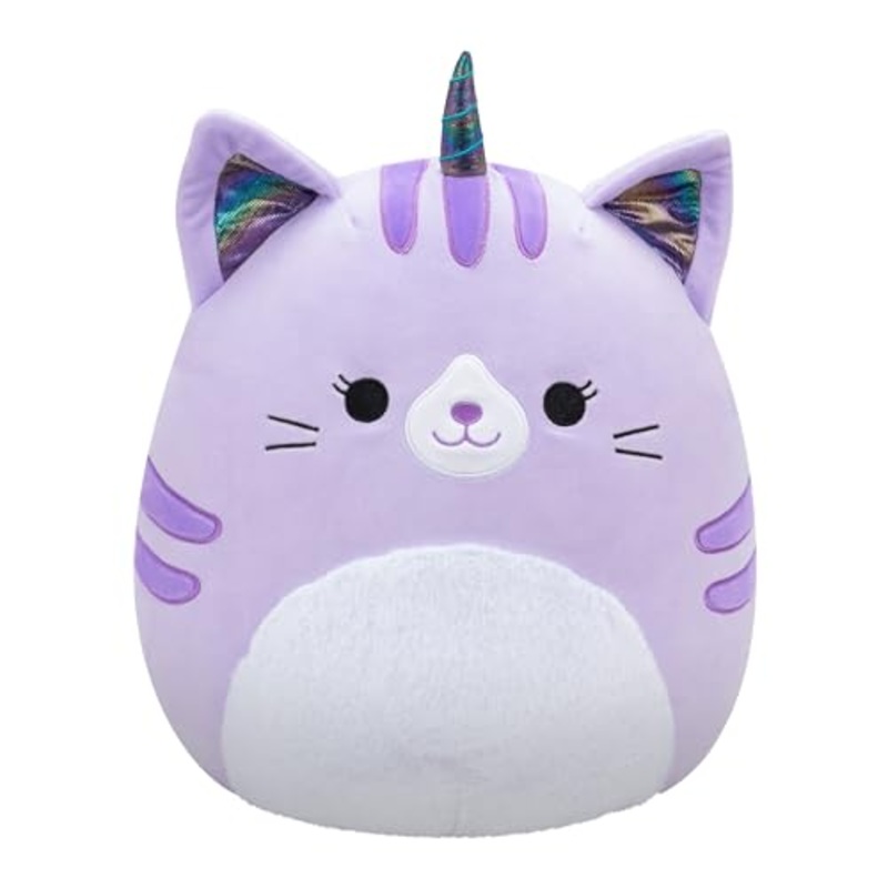 Squishmallows Original 14-Inch Analea Purple Tabby Caticorn With Fuzzy White Belly - Official Jazwares Large Plush