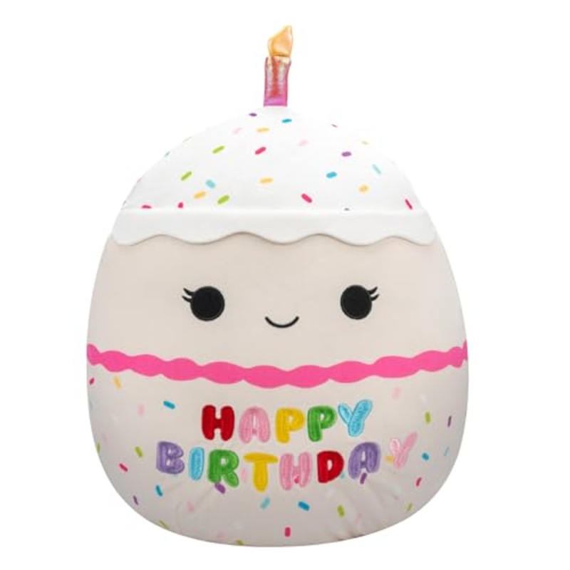 Squishmallows Original 14-Inch Lyla The Vanilla Cake With Rainbow Sprinkles Embroidery - Official Jazwares Happy Birthday Plush (Large)