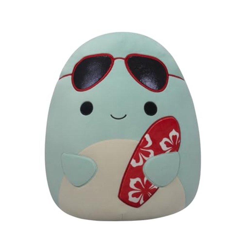 Squishmallows Original 14-Inch Perry Teal Dolphin With Red Surfboard - Official Jazwares Large Plush