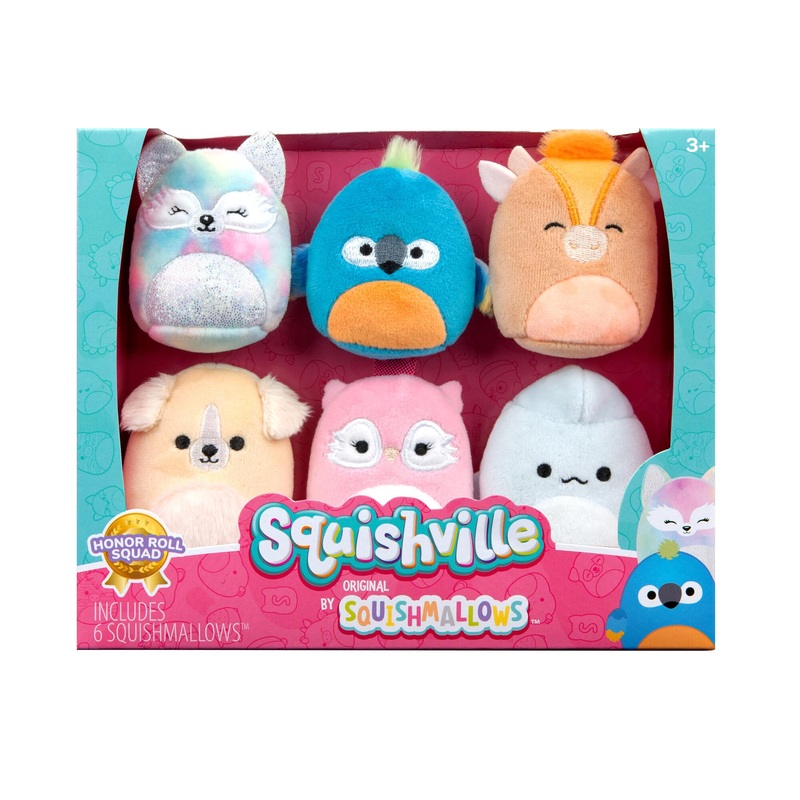 Squishville By Original Squishmallows Honor Roll Squad Plush - Six 2-Inch Squishmallows Plush Including Stevon, Tenise, Nassim, Jayden, Naya, And Bri - Toys For Kids