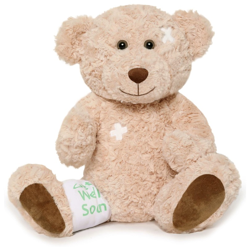 Muiteiur Get Well Soon Teddy Bear Stuffed Animal Get Well Soon Gifts For Kids Adult After Surgery Broken Leg Teddy Bear Feel Better Bear,Brown