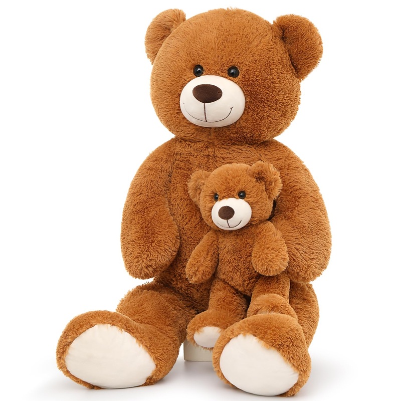 Muiteiur Giant 40' Teddy Bear - Cute Brown Stuffed Mom & Baby Bear Plush Toy - Great For Kids, Baby Showers, Christmas, Valentine'S Day Parties