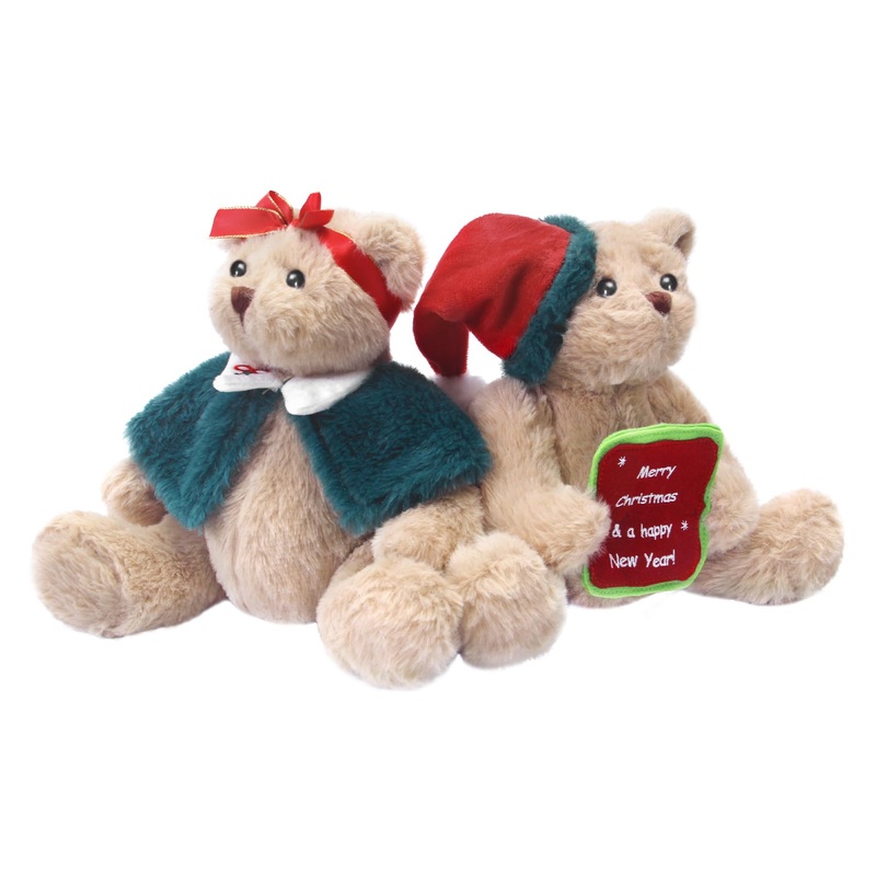 Nleio 2Pcs Teddy Bear Stuffed Animal, 11.7' Plush Bear In Diffrent Styles, Soft & Cute Christmas Stuffed Animals For Girls Boys Kids Girlfriends Boyfriends