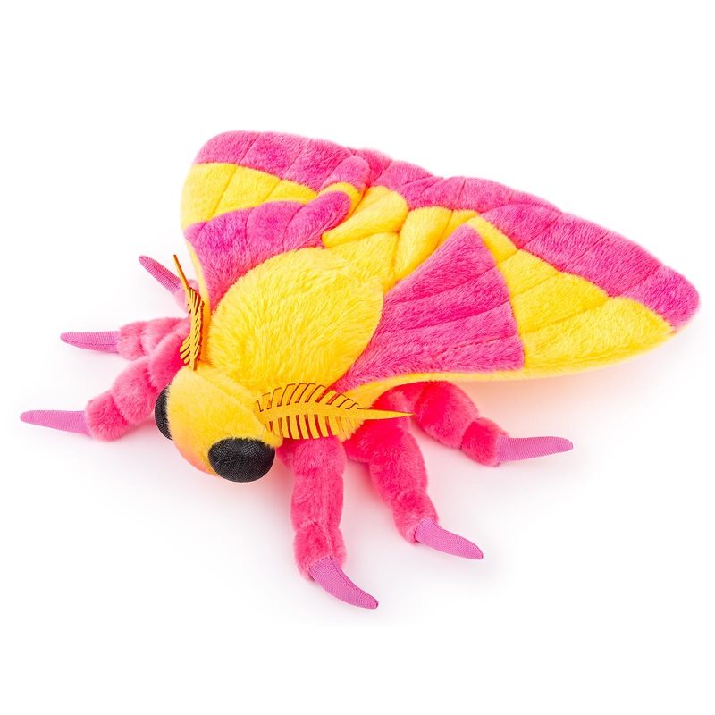 Rosy Maple Moth Plush Toy - Lifelike Stuffed Animal With Realistic Soft Pink Wings, 11In, Simulation Butterfly Plushie Model Toy