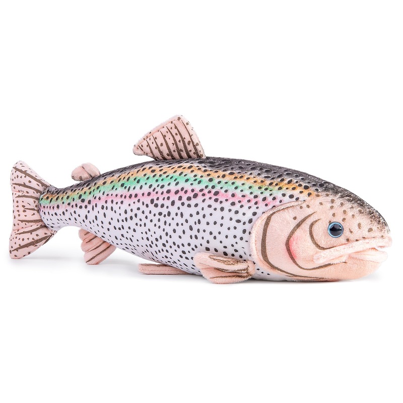 Simulation Rainbow Trout Plush Toy - 17Realistic Colorful Rainbow Trout Fish Plush Stuffed Toys Figure, Super Soft Depth Ocean Animals Plush Dolls For Kids Stuffed Model Toys, Gifts For Kids