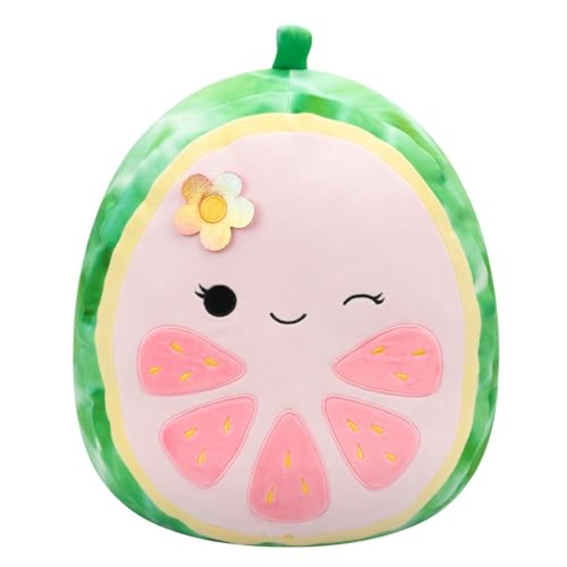 Squishmallows Original 16-Inch Lena Pink Guava Fruit With Flower - Official Jazwares Large Plush