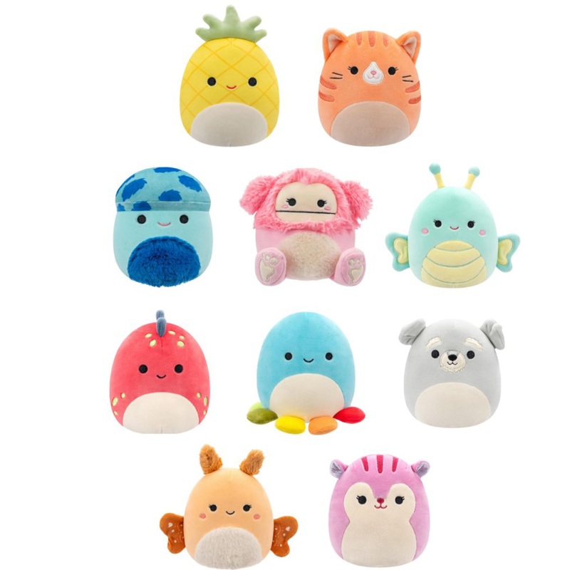 Squishmallows Original 5-Inch Plush Gigi Tabby Cat, Dolan Dino, Brina Bigfoot, Maui Pineapple, Amal Moth, And More - Ultrasoft Official Jazwares Plush, Sqcr05536, 10 Count (Pack Of 1)