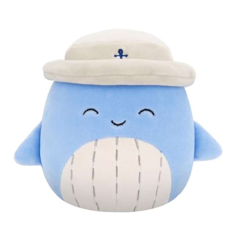 Squishmallows Original 5-Inch Samir Blue Whale With Tan Bucket Hat - Official Jazwares Plush (Little)