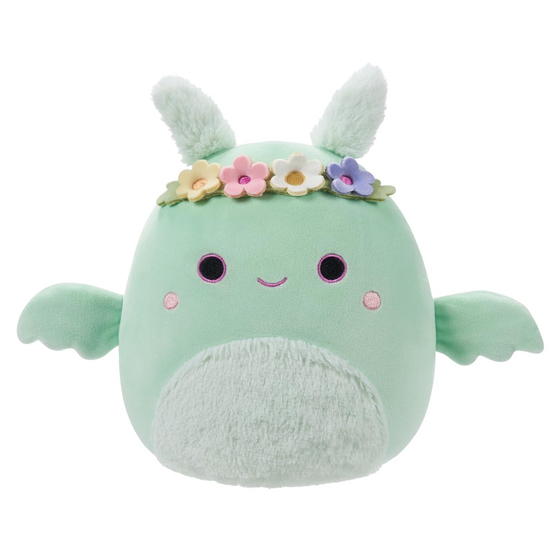 Squishmallows Original 7.5-Inch - Tove The Mint Green Mothman With Flower Crown And Fuzzy Belly
