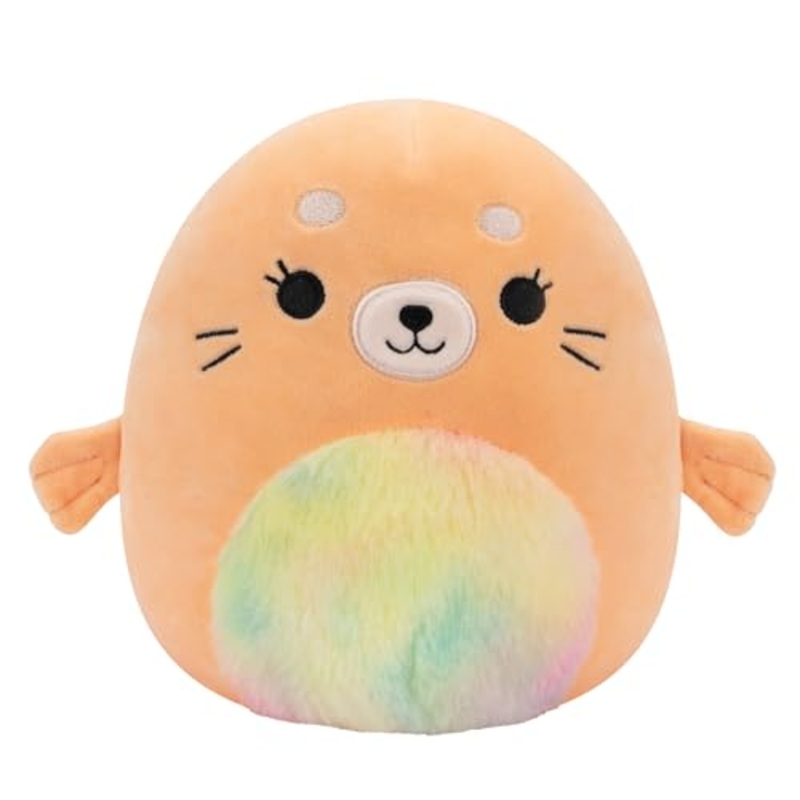 Squishmallows Original 8-Inch Romy Peach Seal With Tie-Dye Belly - Official Jazwares Plush