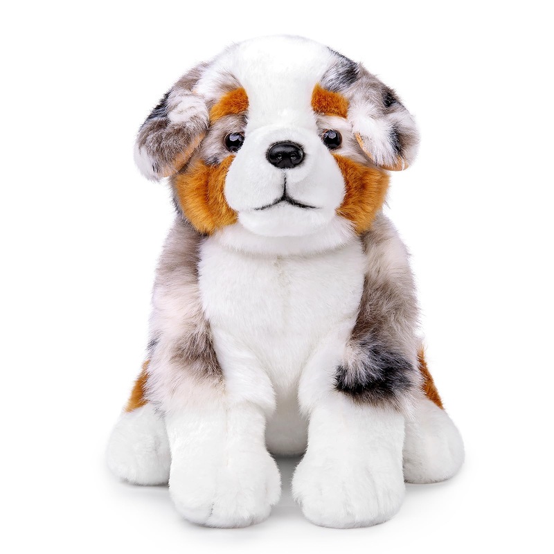 Zhongxin Made Australian Shepherd Dog Stuffed Animals - Realistic Australian Shepherd Plush Toy 14Inch, Cute Dog Puppy Plushie Toy, Unique Plush Gift Collection For Kids