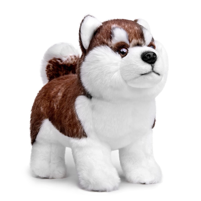 Zhongxin Made Siberian Husky Plush Toy - Realistic 11' Brown Standing Siberian Husky Puppy Dog Stuffed Animal Cute Dog Pet Toy, Gift Toys For Kids Birthday Christmas