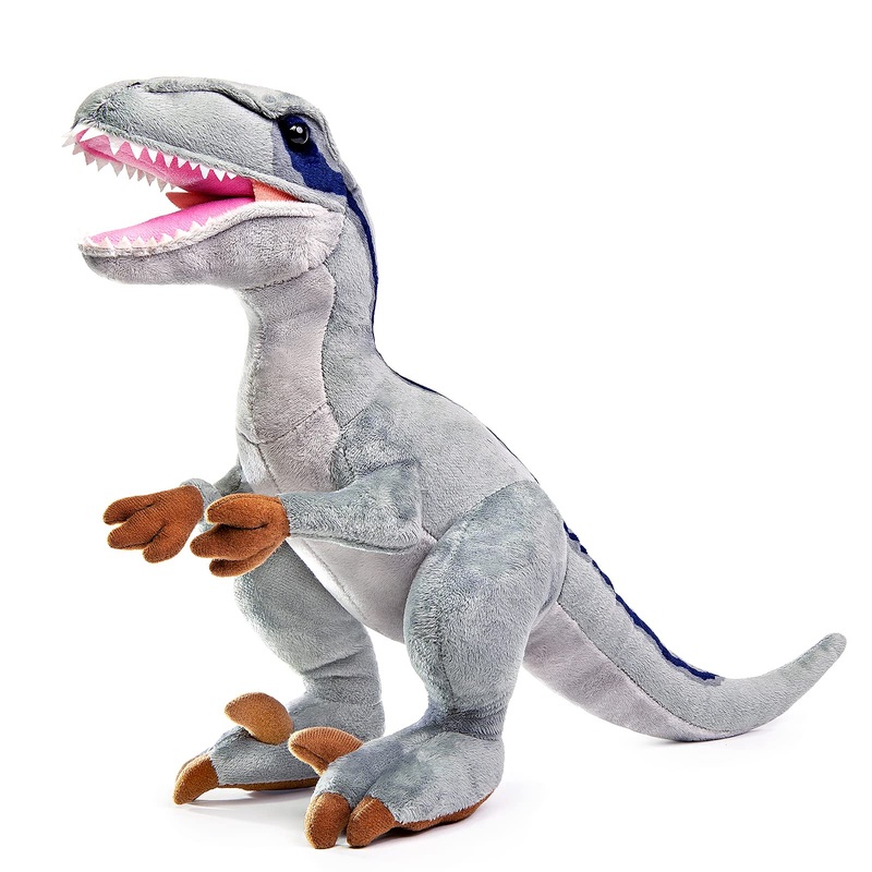 Zhongxin Made Velociraptor Dinosaur Plush - Simulation 17Inch Gray Velociraptor Stuffed Animal Tyrannosaurus Plushie Toy, Soft Figurines Dinosauria Stuffed Toys, Gifts Collectible For Kids