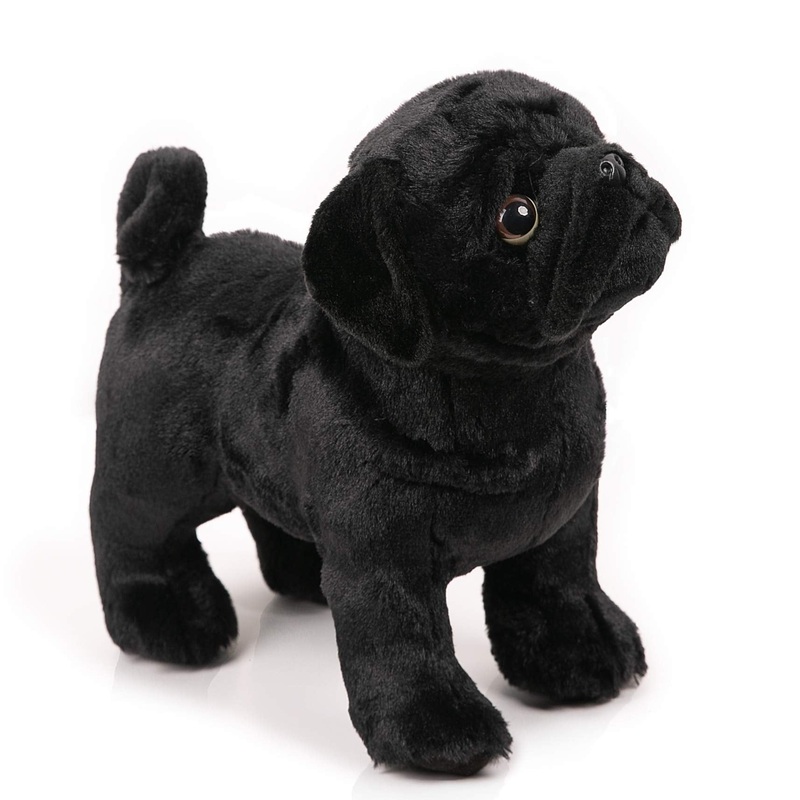 Boni 12.5 Inch Black Pug Stuffed Animal, Pug Plush Dog Stuffed Animals