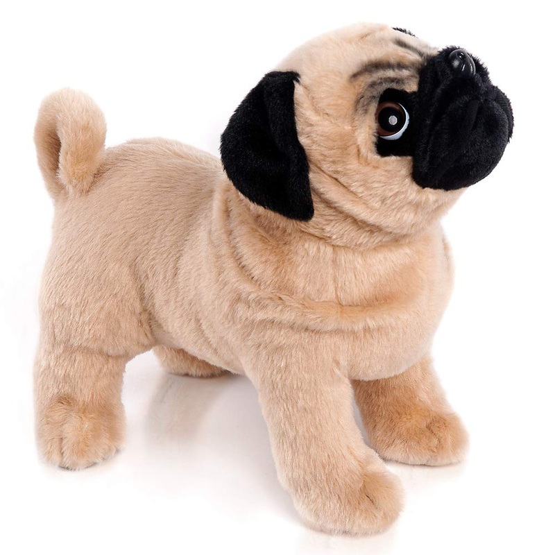 Boni 12.5 Inch Brown Pug Stuffed Animal, Pug Plush Dog Stuffed Animals Gifts For Children Christmas Day Birthday