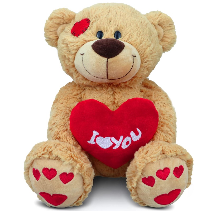 Nleio I Love You Teddy Bear, 14' Plush Stuffed Bear With Red Heart Pillow, Stuffed Animal Plush Gift For Her/Him/Girlfriend/Boyfriend/Kids/Mom, Valentines Bear, Birthday, Anniversary
