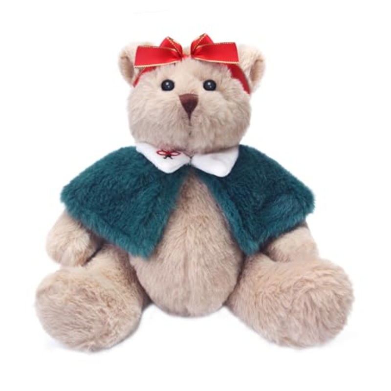 Nleio Teddy Bear Stuffed Animal, 11.7' Bear Plush With Green Christmas Costume, Cute & Soft Teddy Bears Plush Toy Great Gift For Babies Kids Boyfriends