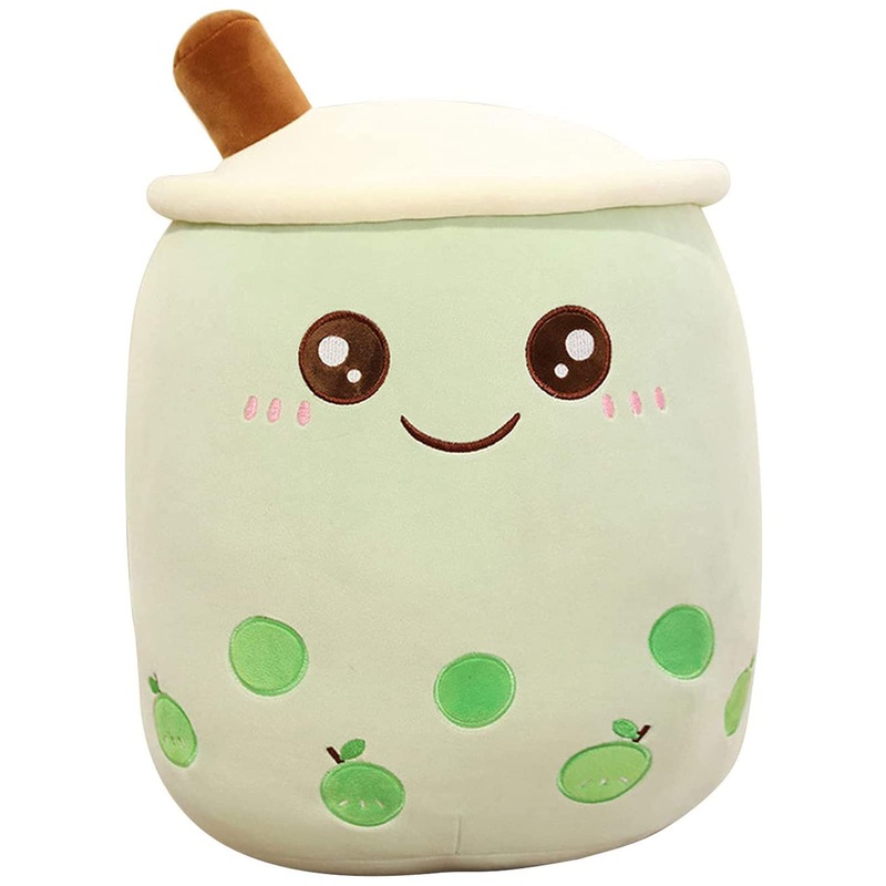 Vhyhcy Cute Stuffed Boba Plush Bubble Tea Plushie Pillow Milk Tea Cup Pillow Food Plush, Soft Kawaii Hugging Plush Toys Gifts For Kids(Green, 9.4 Inch)