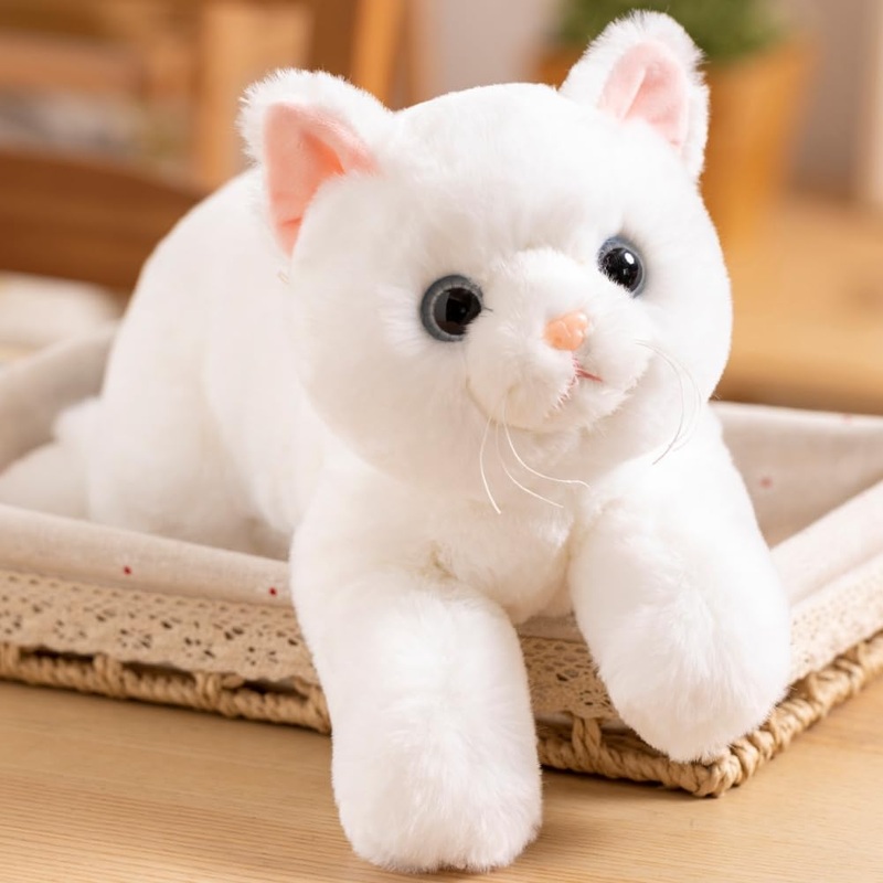 White Cat Plush Toy Realistic Cat Weighted Stuffed Animals, 28' Cute Soft Kitty Plushie Doll Gift For Boys Girls Birthday Christmas, 1.8 Lbs