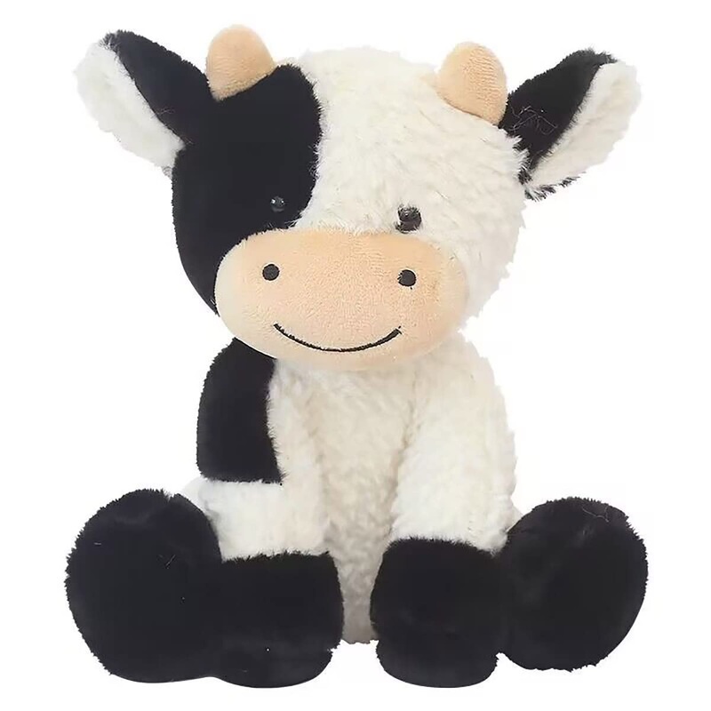 Yukouqian Cow Stuffed Animal Cute Cow Plush Doll Toy 9 Inch For Girls Boys Christmas (Cow Sitting)