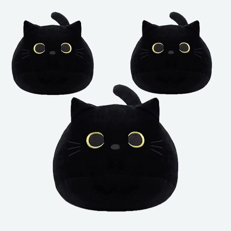 Yukouqian Mini Cat Stuffed Animal Cute Cat Plush Doll Toy For Girls Boys Christmas 3 Pieces (3 Zhiblack Cat)
