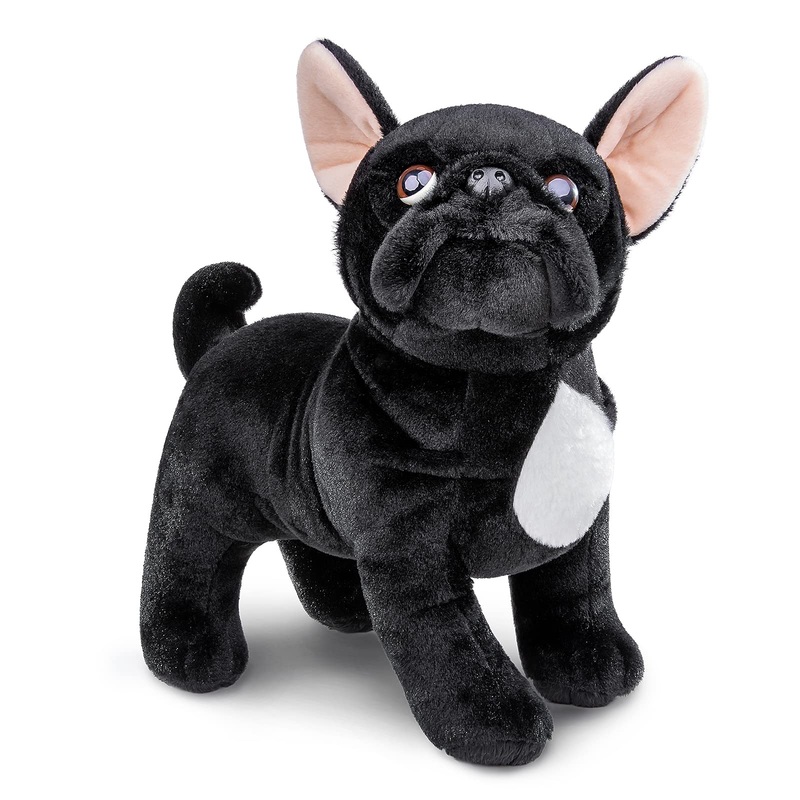 Zhongxin Made Black Bulldog Plush Toy - Realistic 13' Standing Black Bulldog Dog Stuffed Animal, Cute Dog Puppy Plushie Toy, Unique Plush Gift Collection For Kids