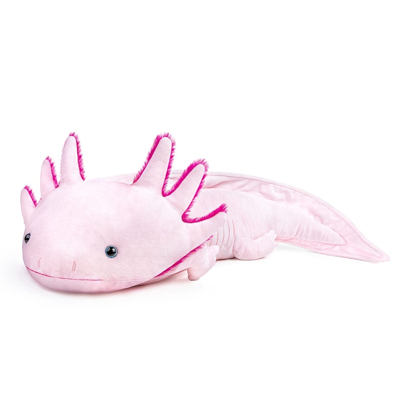 Zhongxin Made Large Axolotl Plush - Super Large Weighted Pink Axolotl Stuffed Animal, 30 Inches Long, Realistic Cute Ambystoma Creepy Amphibians Plush Toys, Unique Plush Gift Collection For Kids