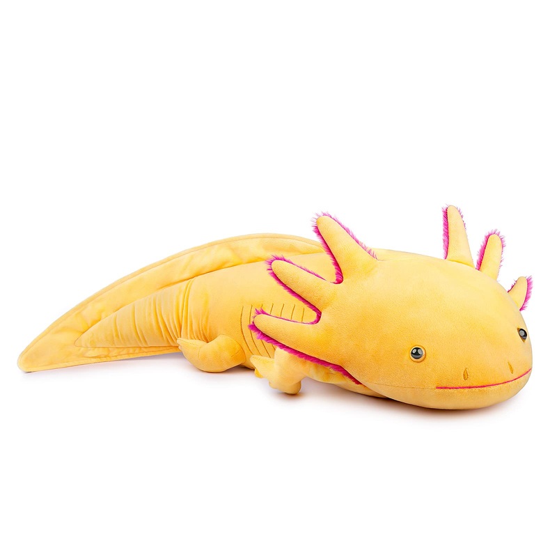 Zhongxin Made Large Axolotl Plush - Super Large Weighted Yellow Axolotl Stuffed Animal, 30 Inches Long, Realistic Cute Ambystoma Creepy Amphibians Plush Toys, Unique Plush Gift Collection For Kids